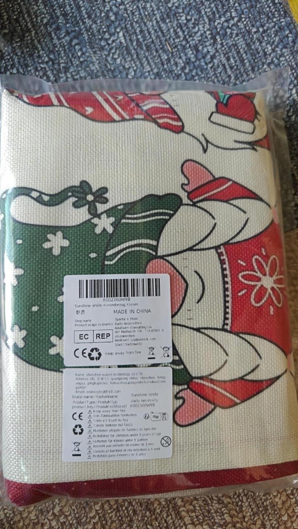 Kissenbezug Weihnachten 45x45, 4er Pack - Leinen Kissenhülle Geometrisches Muster