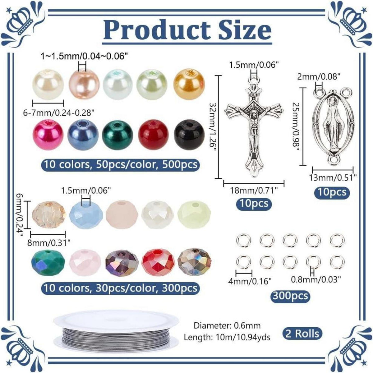 Rosenkranz Bausatz – 1120 Teile für Schmuck & Basteln