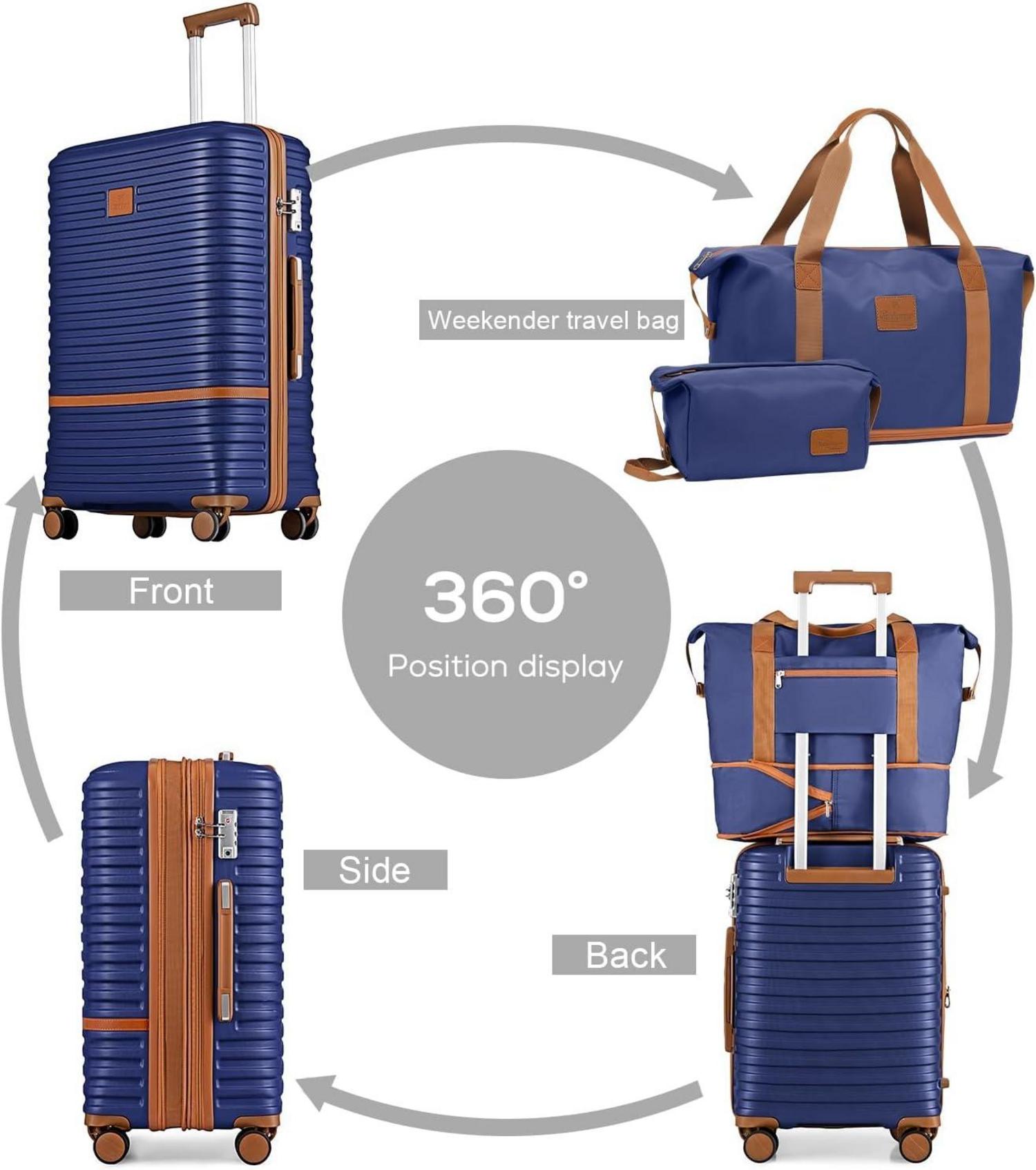 Joyway Kofferset 4-teilig Hartschale 4 Rollen TSA-Schloss Marine Blau/Braun