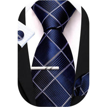 Herren Seiden Streifen Krawatten Set Blau