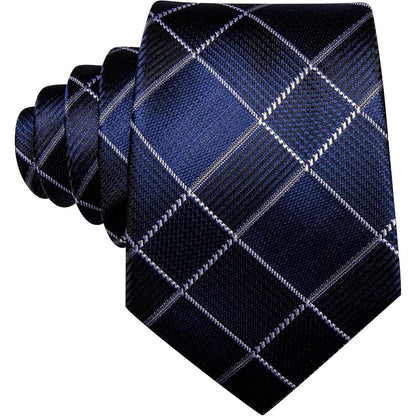 Herren Seiden Streifen Krawatten Set Blau