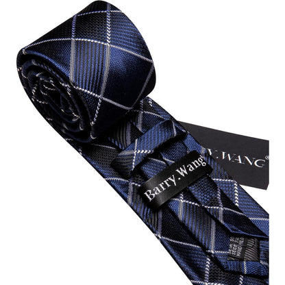 Herren Seiden Streifen Krawatten Set Blau