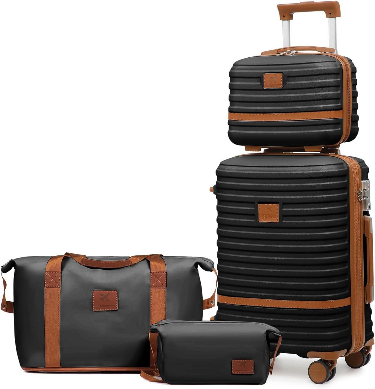 Joyway Reisekoffer Set 4tlg Hartschale TSA-Schloss Schwarz/Braun