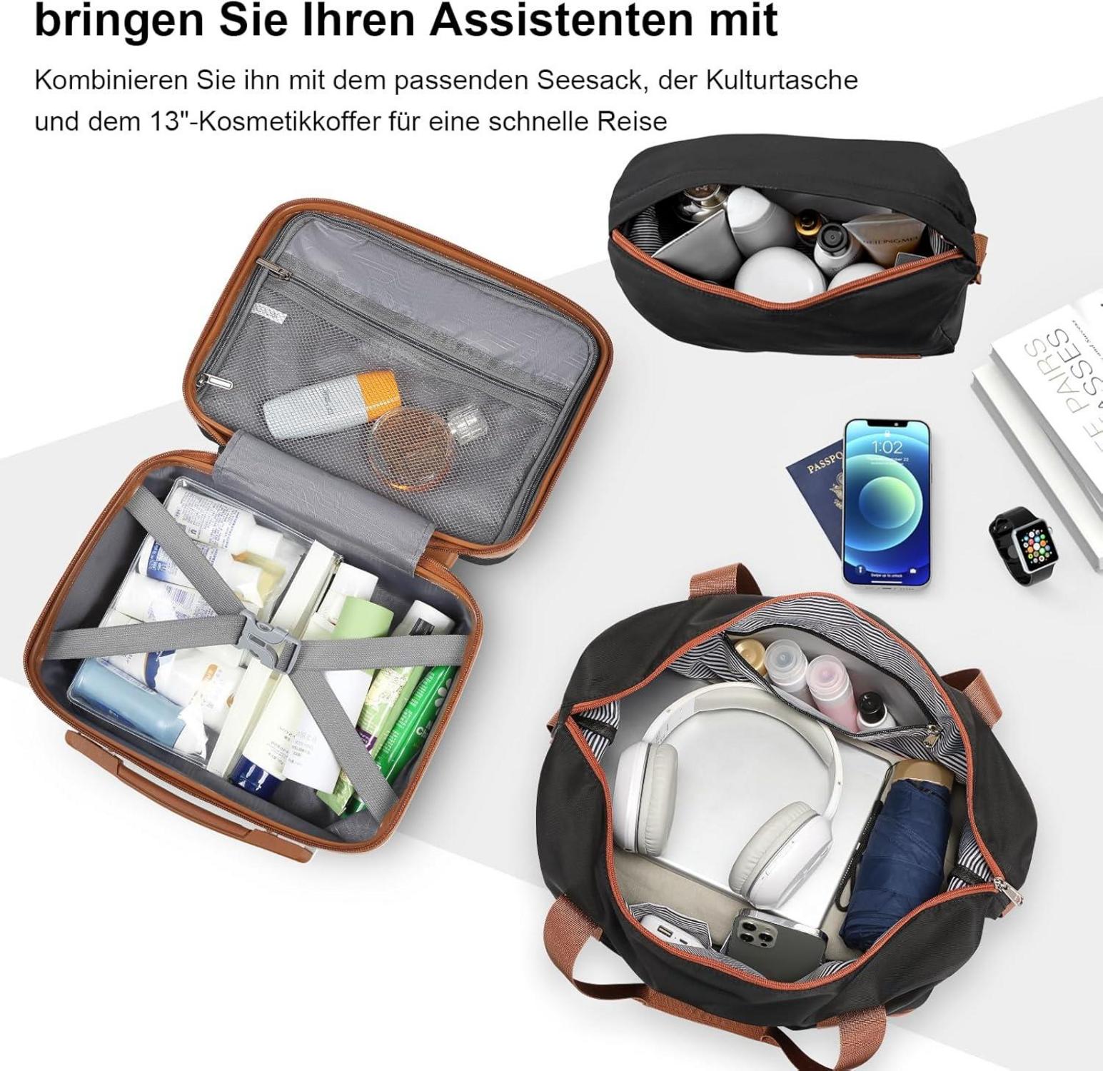 Joyway 4tlg Hartschalen-Kofferset mit TSA-Schloss Schwarz/Braun