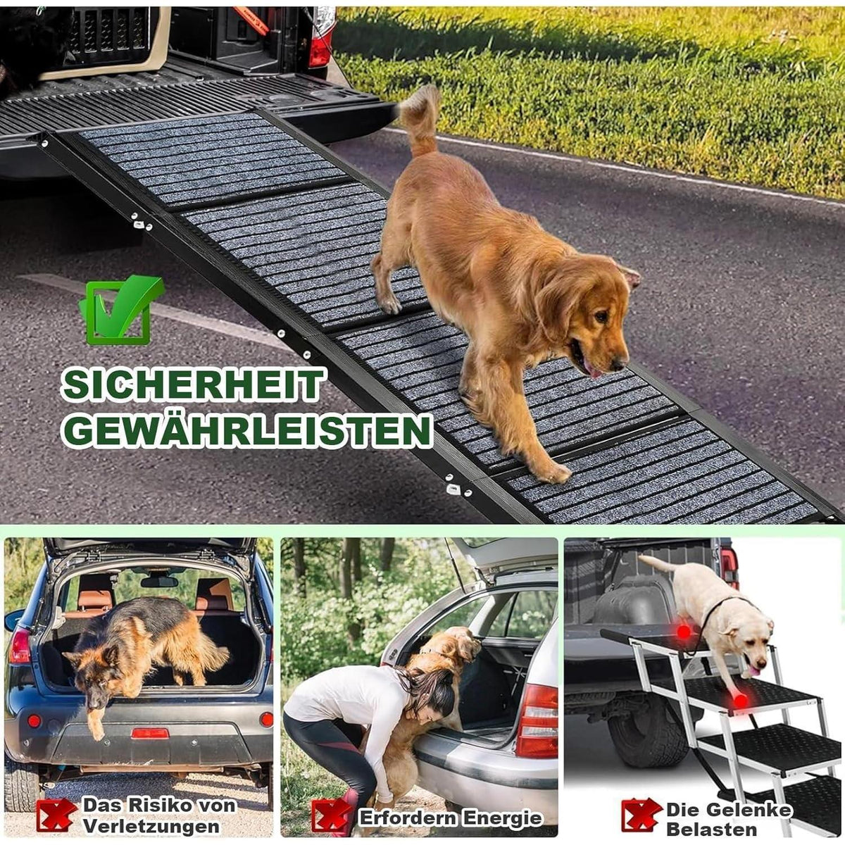Faltbare Hunderampe 180cm – Auto, SUV, LKW & Treppe
