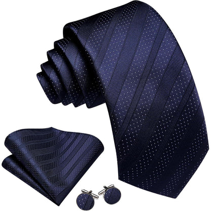 Herren Krawatte Set Seiden-Streifen Plaid mit Taschentuch