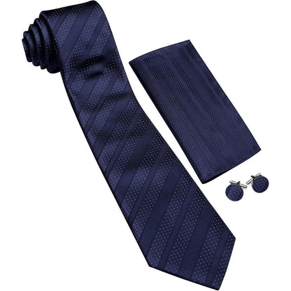 Herren Krawatte Set Seiden-Streifen Plaid mit Taschentuch