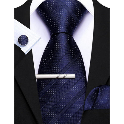 Herren Krawatte Set Seiden-Streifen Plaid mit Taschentuch