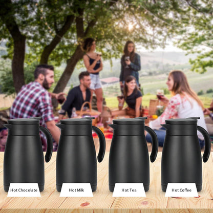 750ML Isolierkanne Edelstahl Thermoskanne doppelwandig Schwarz