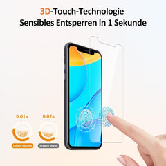 iPhone xr Panzerglas Schutzfolie 2 Displayschutz 1 Hülle 9H 0.33mm Ultra-klar Anti-Blasen Fingerabdruck-ID