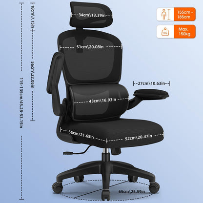Ergonomischer Bürostuhl mit Kopfstütze und Wippfunktion