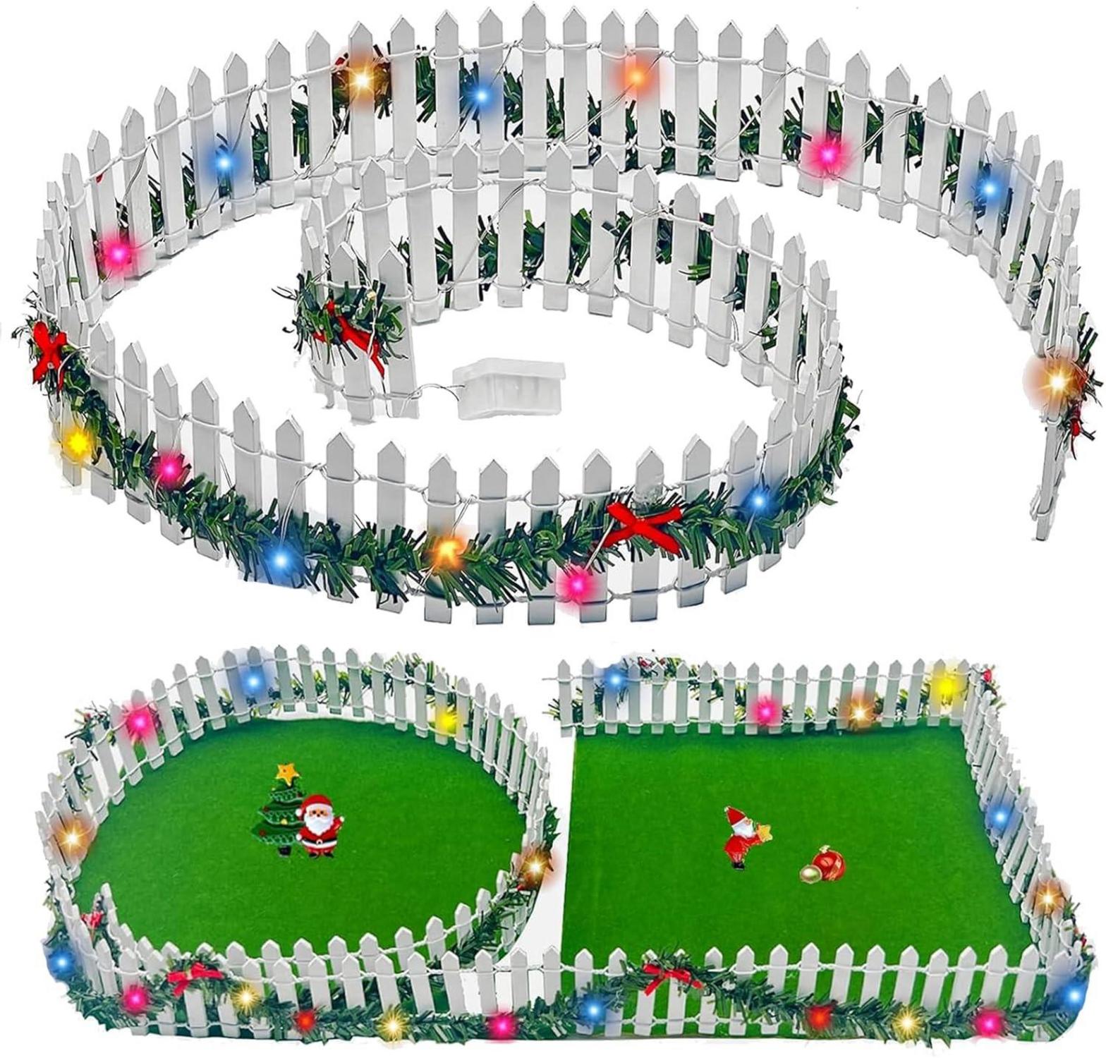 Miniatur Wichtel Zaun Weihnachtsdeko LED Puppenhaus DIY Garten Zubehör