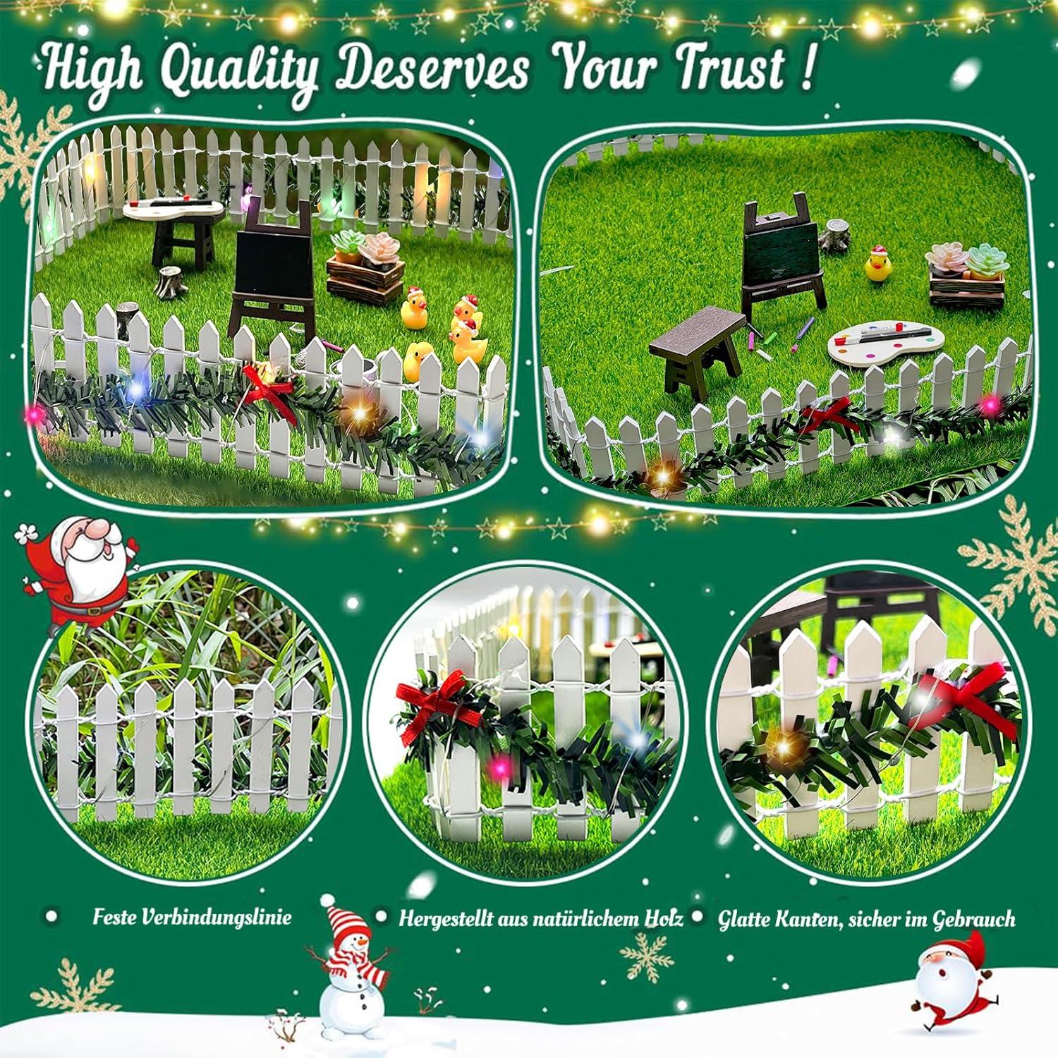 Miniatur Wichtel Zaun Set mit LED Licht - Weihnachtsdeko DIY