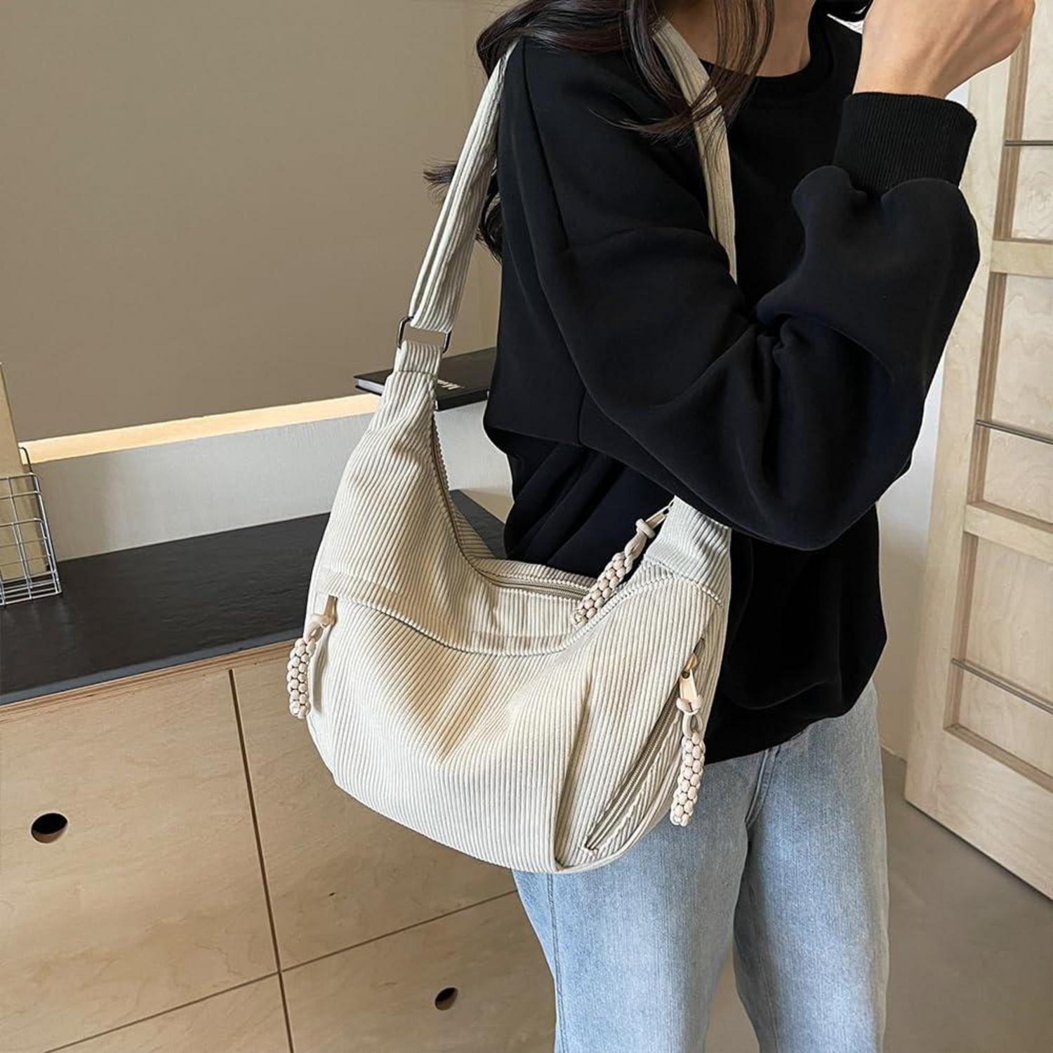Schultertasche Halbmond Nylon Damen-Groß Crossbody Bag