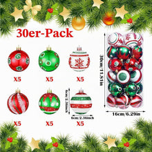 Weihnachtskugeln 30er Set bruchsicher 6cm Rot Grün Silber