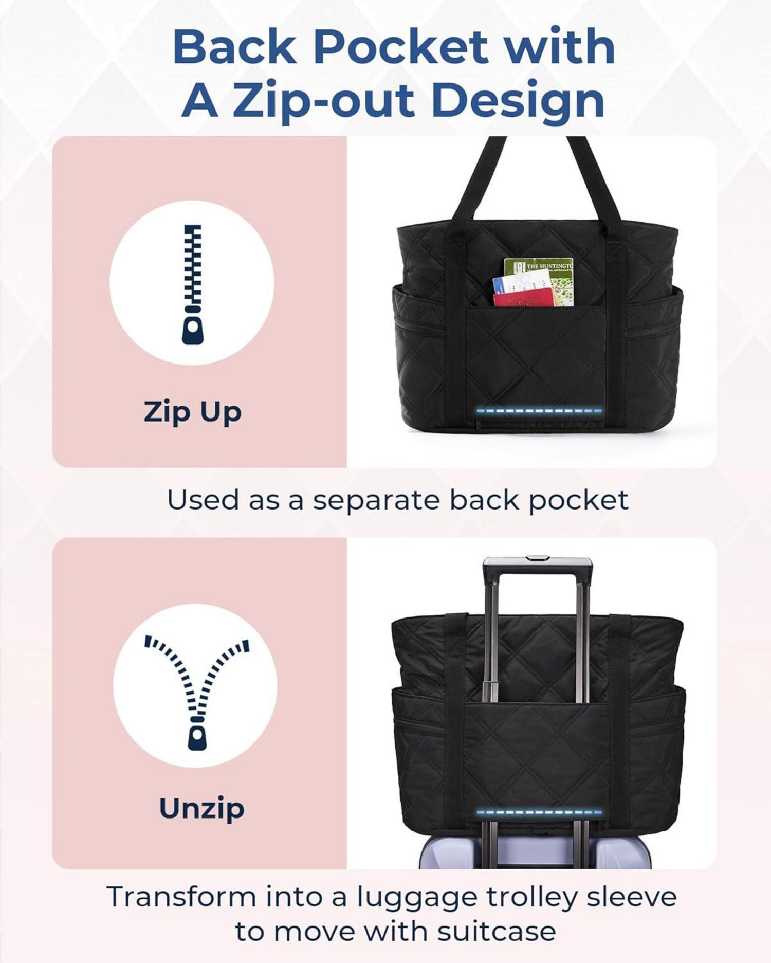 Bagsmart Damen Handtasche Groß 24L Wasserdicht Reise Fitness Sport Henkeltasche