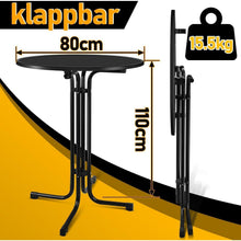 Stehtisch klappbar 80cm rund mit Husse, höhenverstellbar, Outdoor/Indoor