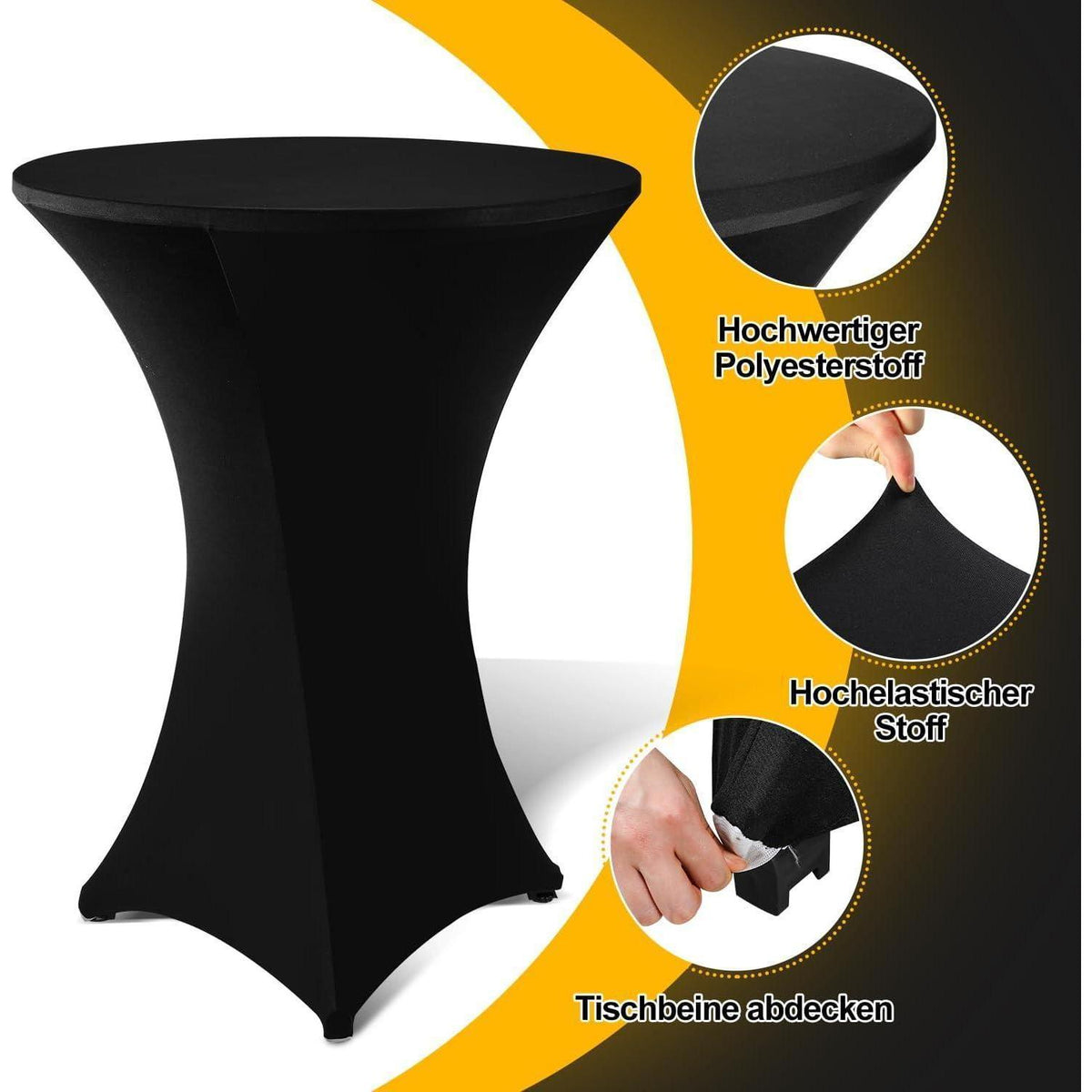 Stehtisch klappbar 80cm rund mit Husse, höhenverstellbar, Outdoor/Indoor