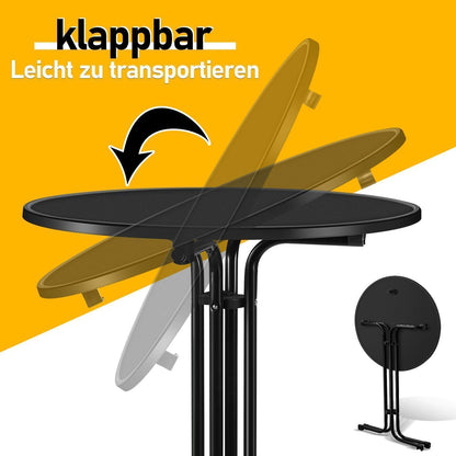 Stehtisch klappbar 80cm rund mit Husse, höhenverstellbar, Outdoor/Indoor
