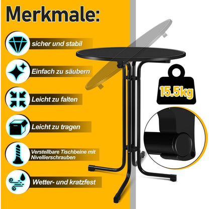 Stehtisch klappbar 80cm rund mit Husse, höhenverstellbar, Outdoor/Indoor