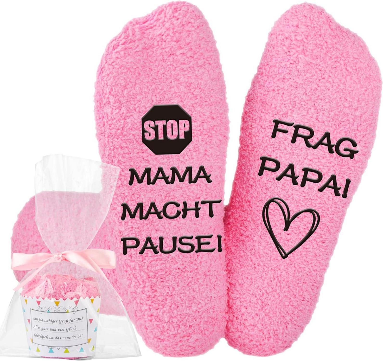 Jeasona Mama Geschenk Socken Lustiger Spruch rutschfeste Sohle Cozy