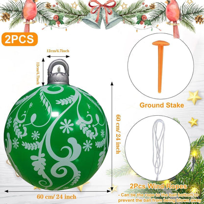 Aufblasbare Weihnachtskugeln 60cm Rot Grün PVC Deko für Außen