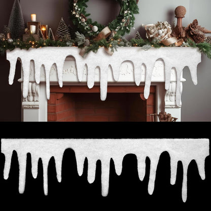 Weihnachten Schneedecke Eiszapfen Kunstschnee Kamin Decke 120x36cm