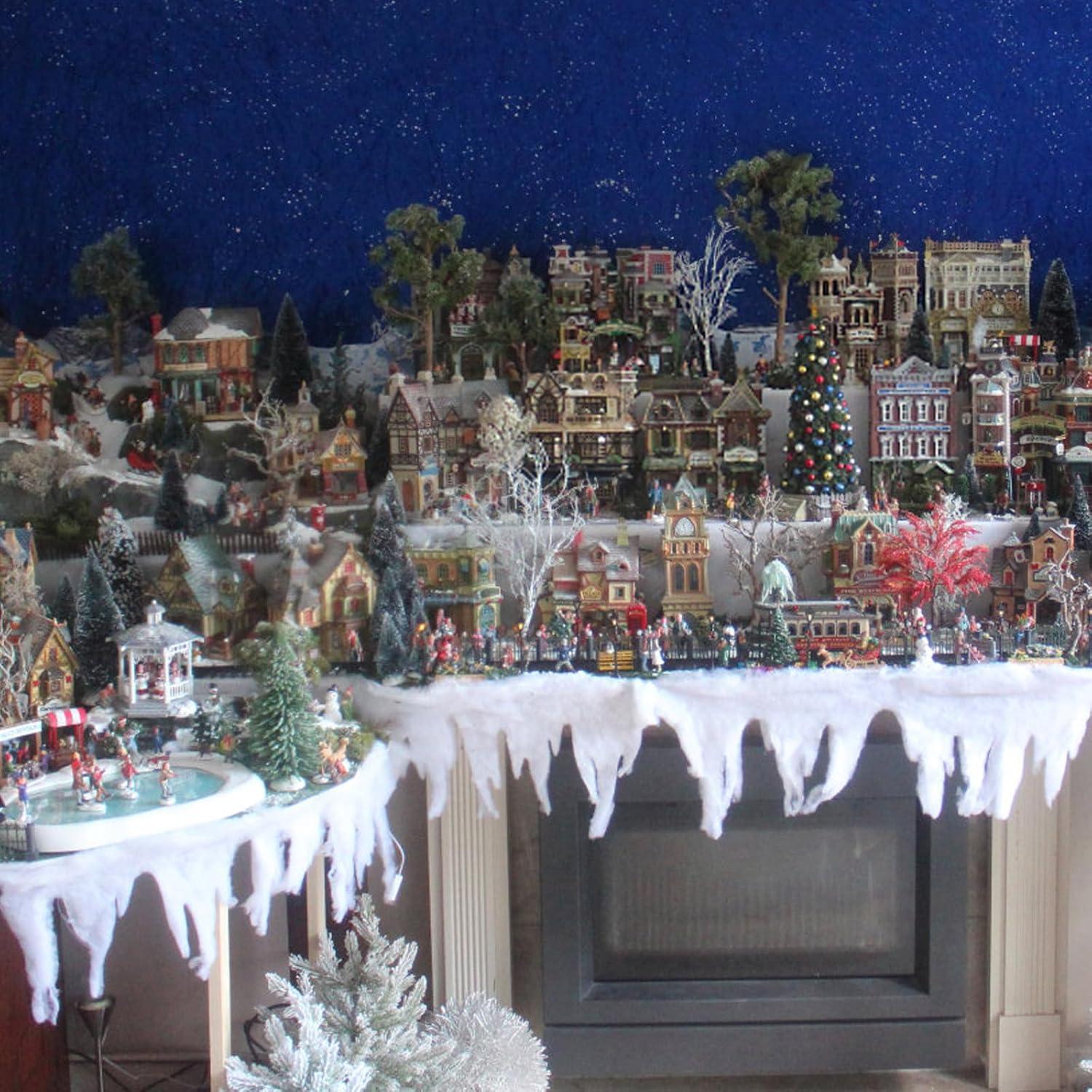 Apragaz 4 Stück Weihnachten gefälschte Schneedecke 120x36cm Kamin Deko