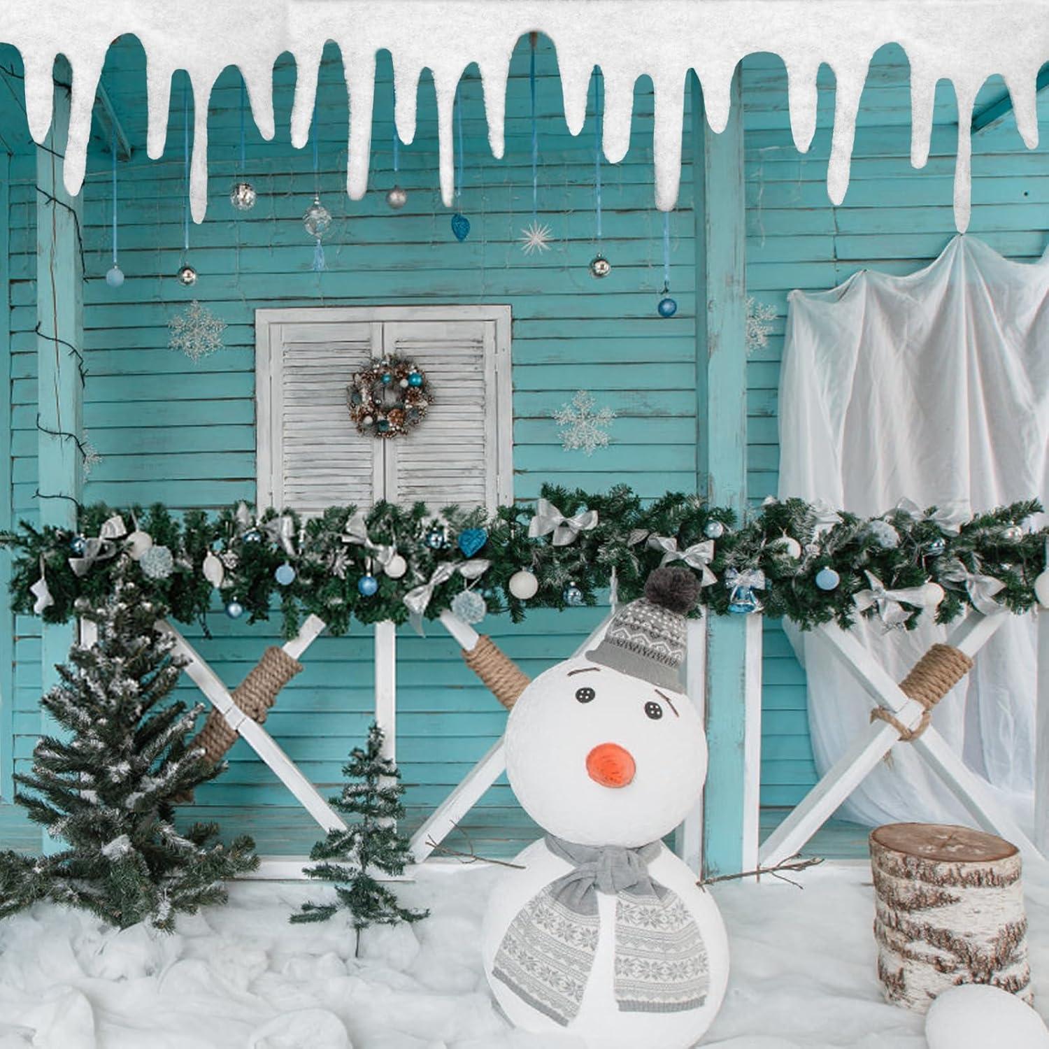 Eiszapfen Kunstschnee Schneedecke 4 Teile 120x36cm Weihnachten Xmas Deko
