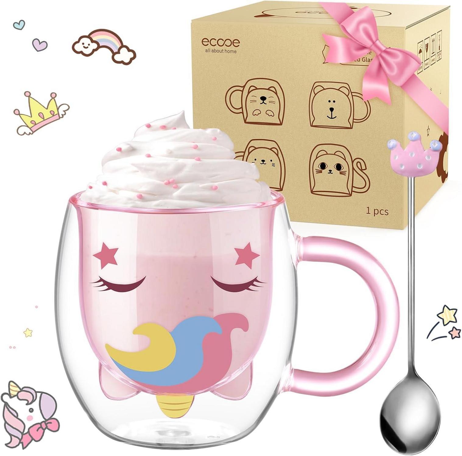Doppelwandige Einhorn Latte Macchiato Gläser 280 ml Kaffeetasse