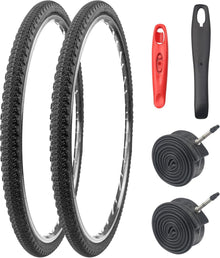 2er-Pack 700x42C Fahrradreifen mit Schläuchen Set Schwarz