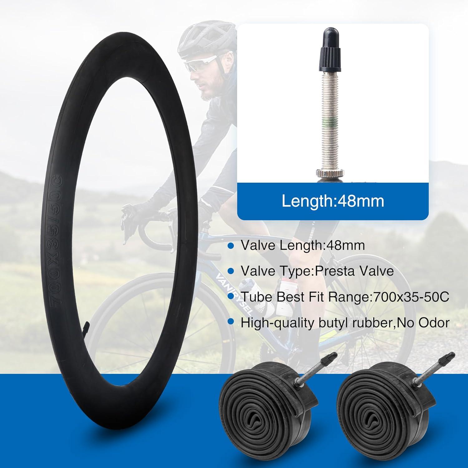 MEGHNA 2er-Pack 700x42C Fahrradreifen mit 2 Schläuchen ETRTO 44-622 - Schwarz