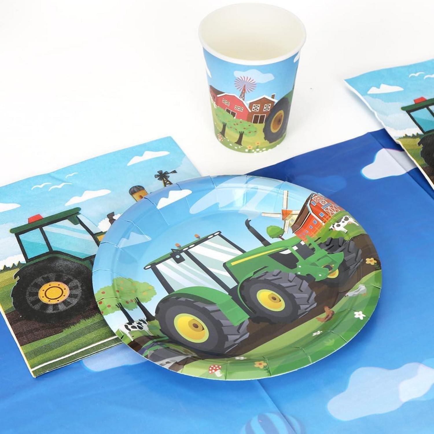 Traktor Partygeschirr Set Kindergeburtstag Deko 51-teilig