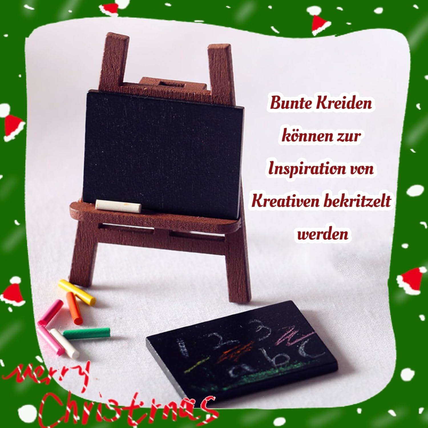 Miniatur Wichtel Zubehör Weihnachten Malset DIY Puppenhaus Staffelei Topfpflanze