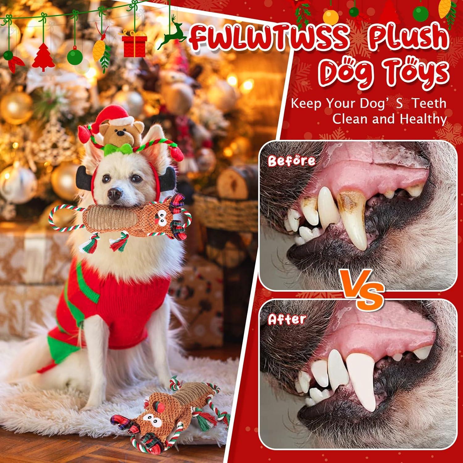 FWLWTWSS Hundespielzeug Elch Weihnachten Quietschend Interaktives Kauspielzeug Kleine Hunde
