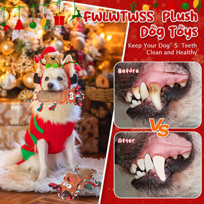 FWLWTWSS Hundespielzeug Elch Weihnachten Quietschend Interaktives Kauspielzeug Kleine Hunde