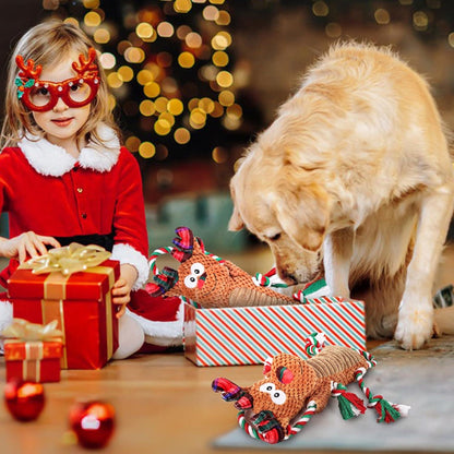 FWLWTWSS Hundespielzeug Elch Weihnachten Quietschend Interaktives Kauspielzeug Kleine Hunde