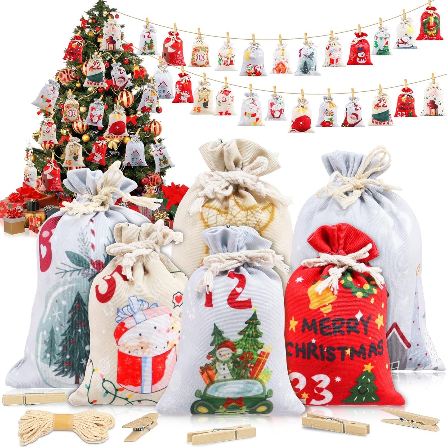 Adventskalender zum Befüllen Stoff 24 DIY Säckchen Set
