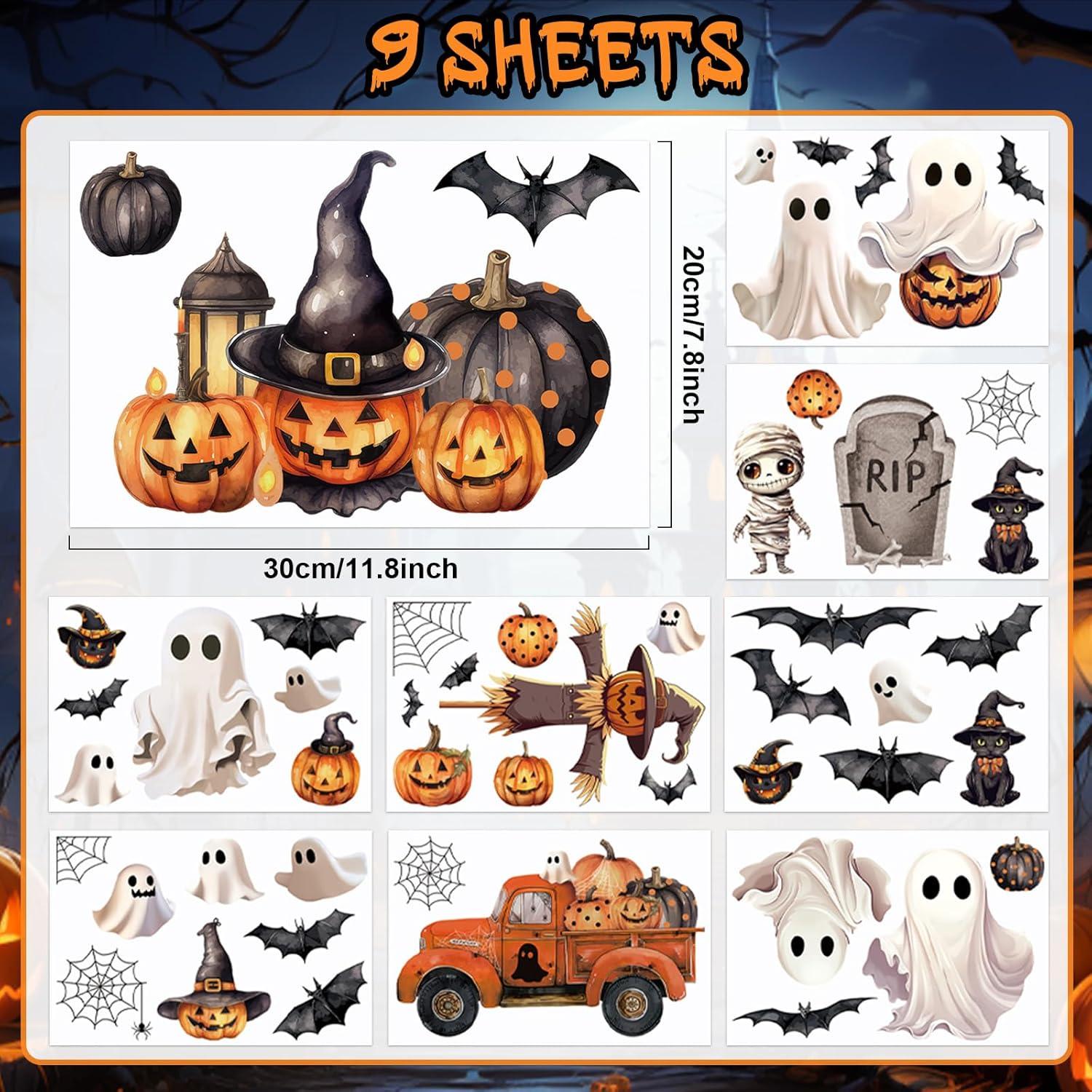 Halloween Fensteraufkleber Geist Kürbis Fledermäuse Schwarz Katze