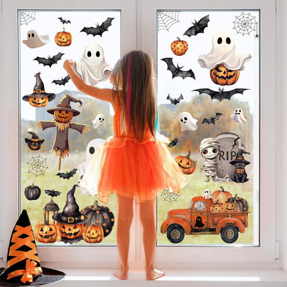 Halloween Fensteraufkleber Geist Fledermaus Kürbis Zombie Katze 9 Blätter