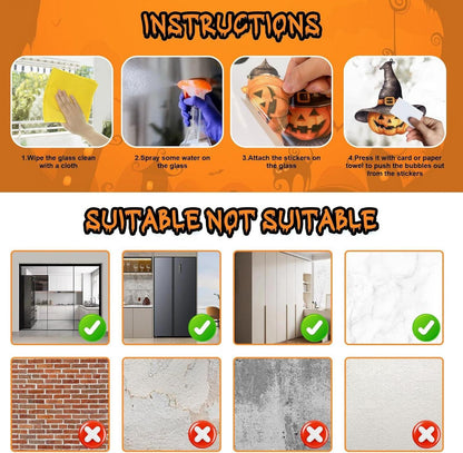 Halloween Fensteraufkleber Geist Kürbis Fledermäuse Orange