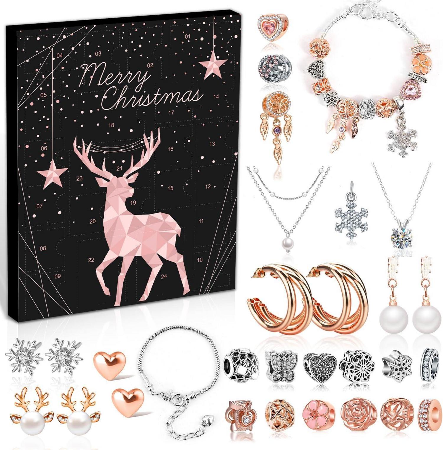 Adventskalender Schmuck 2024: Damen Mädchen Weihnachtskalender