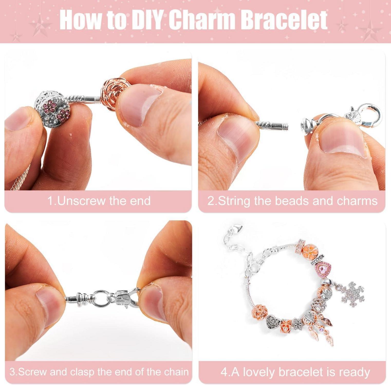 Adventskalender Schmuck 2024 Damen Mädchen Silber Rosa Armband