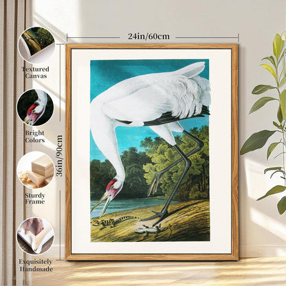 Vintage Vogel Leinwandbild mit Holzrahmen 60x90 cm Wohnzimmer Schlafzimmer Büro Aesthetic Tier Illustration Wanddeko