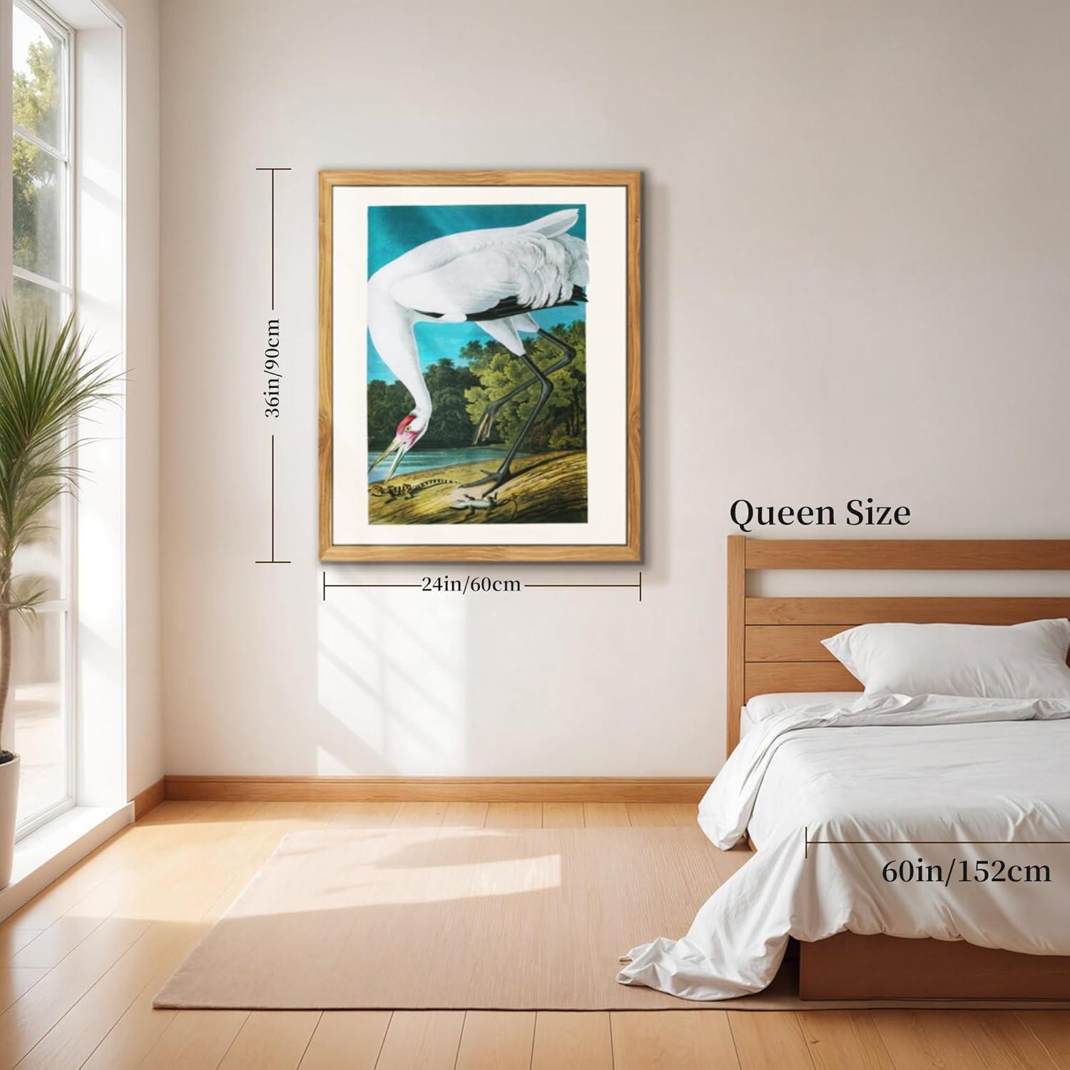 Exquisites MHARTK66 Vintage Vogel Leinwandbild mit Holzrahmen 60x90 cm