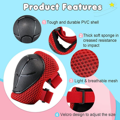 Knieschoner Kinder Schützer Inliner Skateboard 3-13 Jahre Rot