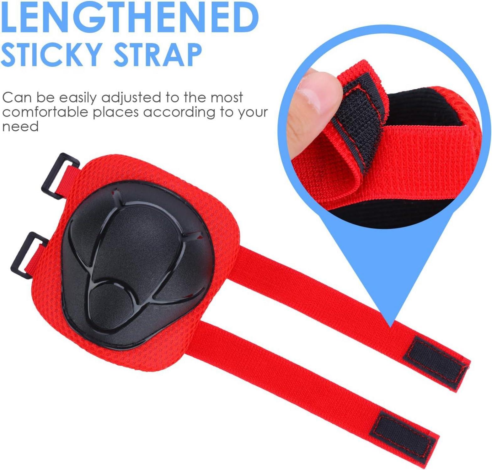 Kinder-Knieschoner Set Verstellbar Schützer Inliner Skateboard 3-13 Jahre Rot