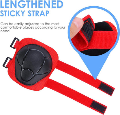 Kinder-Knieschoner Set Verstellbar Schützer Inliner Skateboard 3-13 Jahre Rot