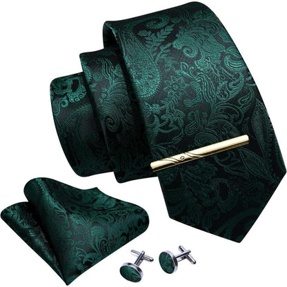 Herren Krawatte Uni Satin Einfarbig mit Einstecktuch