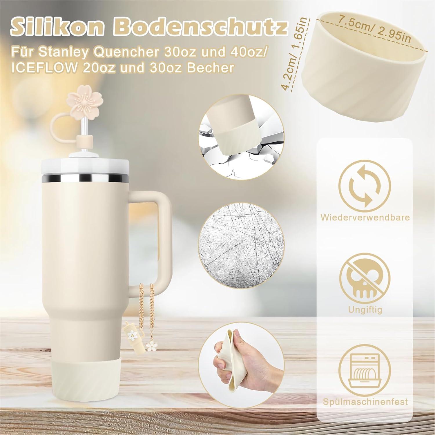 11-teiliges Stanley Cup Zubehörset für 1,2l und 850ml Becher - Auslaufschutz, Strohhalmabdeckung, Anhänger, Silikonhülle